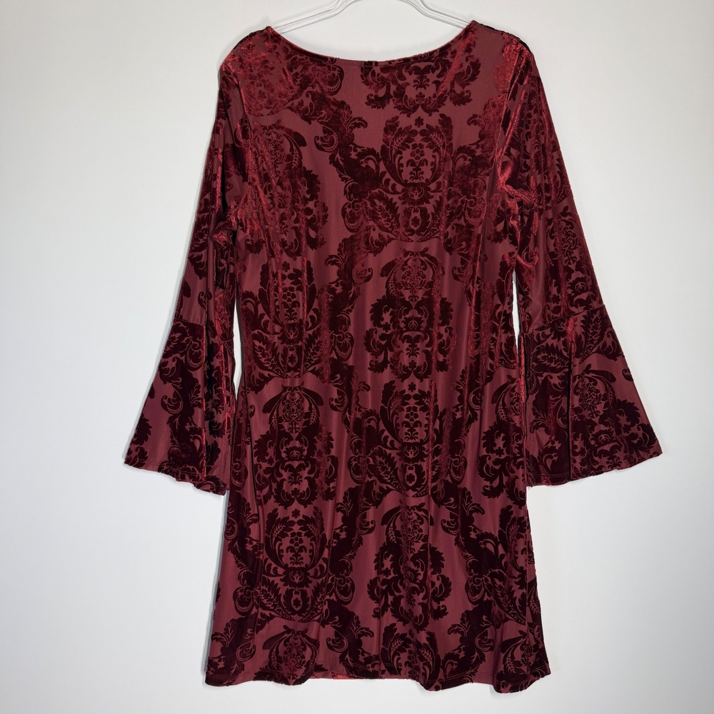 Signature by Robbie Bee Burnout Velvet Damask Bell Sleeve Dress XL - Picture 9 of 16